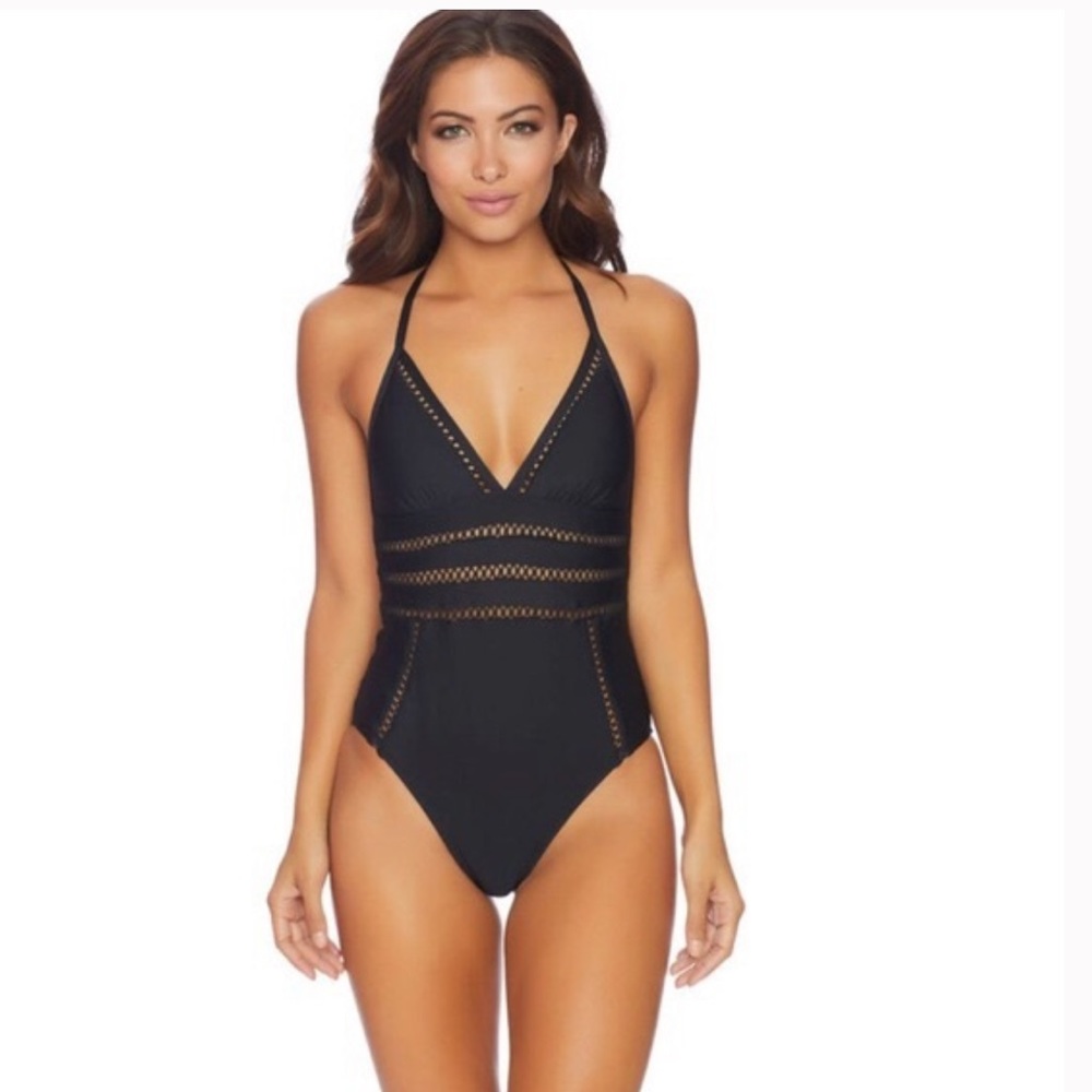 Ella moss black cut out crafty one piece swimsuit size small